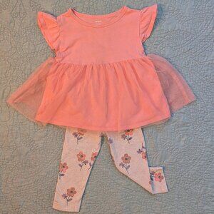 Carter Pink Tulle Floral Outfit Size 3T